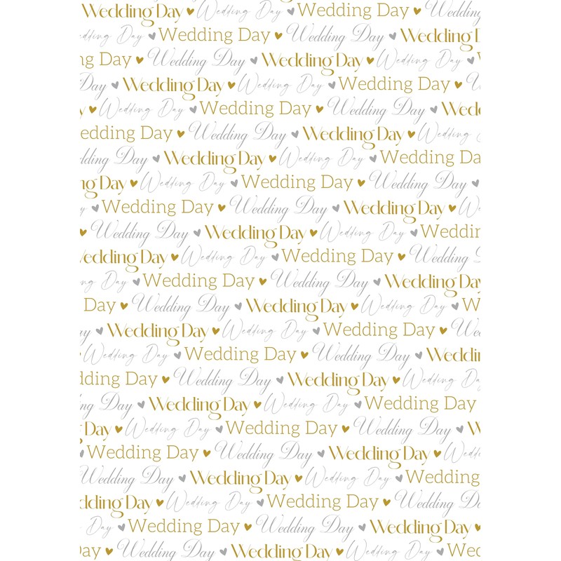 2 Sheets Wedding Day Writing Design Wrapping Paper Gold Silver