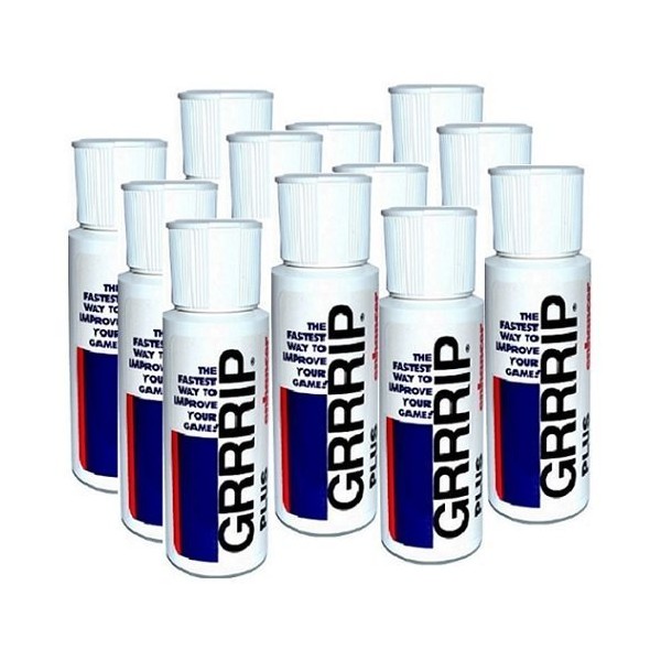 GRRRIP Plus Enhancer, Improve Grip, Dry Hands Grip Lotion. (12) - 2 oz. Bottles, 708 ml total. Also available in Packs of 1, 2, 4, and 8. Proven results for CrossFit, Tennis, Golf.