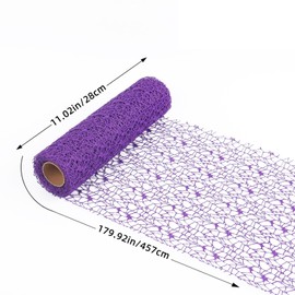 Floral Wrapping Mesh Fabric, 28cm*457cm Polyester Gauze Roll, Decorative Netting Fabric for Crafts Flower Gift Wrapping, Purple