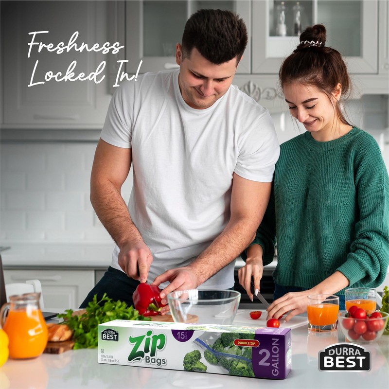 DURRA BEST. 2 Gallon Extra Large Storage Zip Bags -