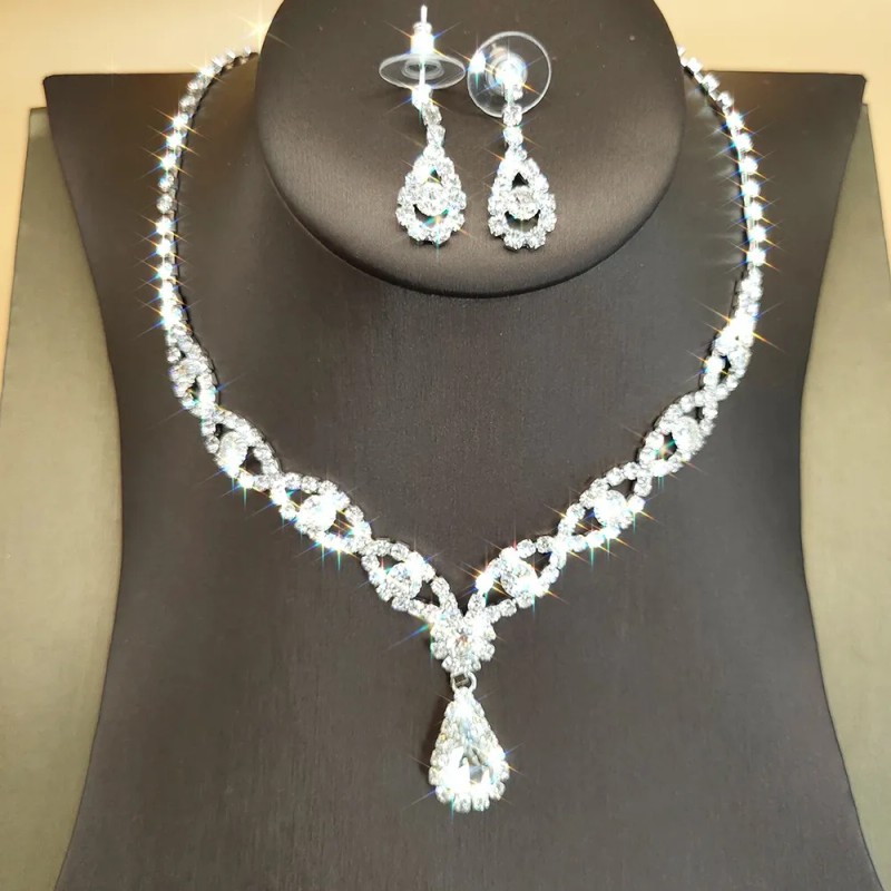 Aokun Kit Boda Sets De Joyeria Cristal Deco Mujer Collararete