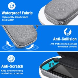 EZONEDEAL Switch Case Compatible with Switch, Switch Carrying Case with with 10 Games Slots, Portable Travel Hard Shell Switch Case for Game Storage Accessories, Gray