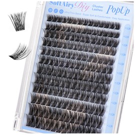 POPUP Lash Clusters Cluster Eyelash Extensions 168Pcs D Curl Natural Wispy Eyelash Clusters Mega Volume Reusable Individual Lashes Super Thin Band and Soft (703, 10-16MIX)