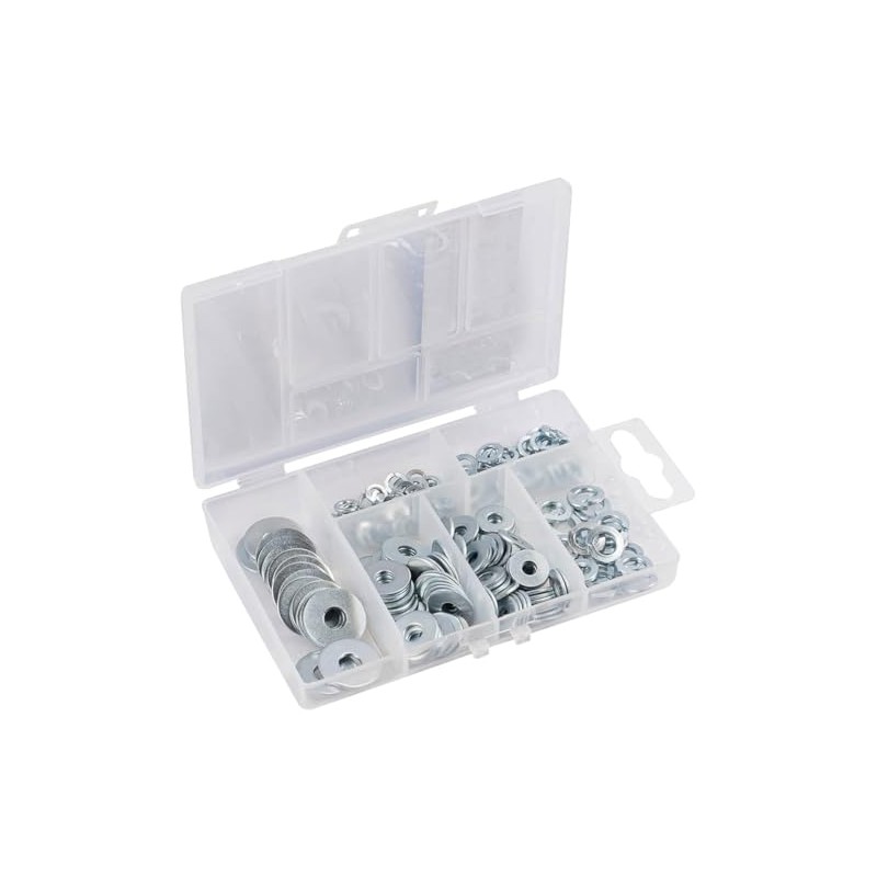 200 Piece Metal Flat Washers Assortment Set, Multi-size