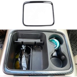 Korlot Carbon Fiber Style Center Console Storage Cup Holder Cover Trim Accessories fit 2015-2018 RAM 1500 2500 3500