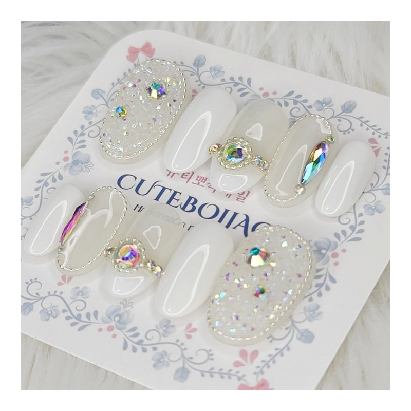 Aurora Pixie Wedding Handmade Nail Tips - Lipstick / 오로라