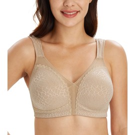 Lemorosy Women's Plus Size Full Coverage Non Padded Wireless Minimizer Bra -Comfort and Double Support (48G, Toffee)