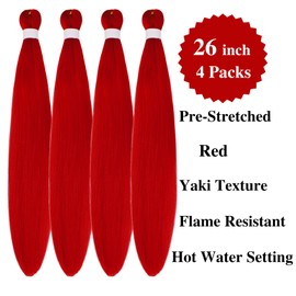 Red Braiding Hair Pre stretched Boho Hair for Mermaid Braiding Hair Extensions Micro Curl Boho Braids Curly Crochet Bohemian Braids Water Deep Wave Non Toxic Ez Braid Knotless