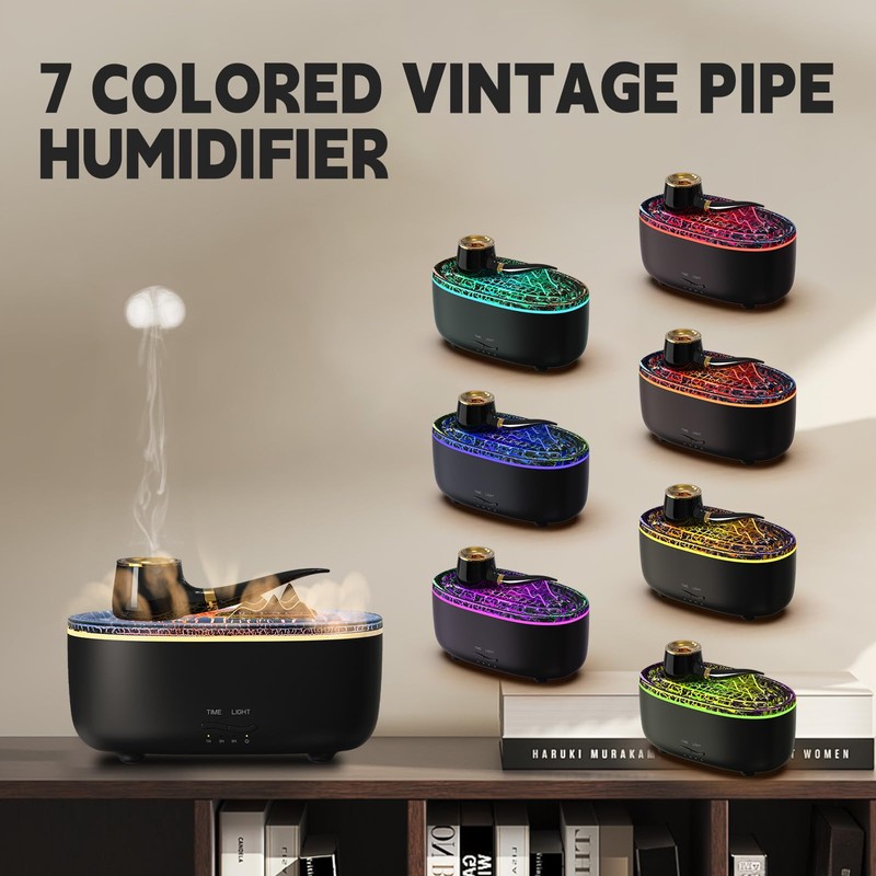 Cannon Humidifier, Cannon Diffuser with 7-Color LED Light and Timer,