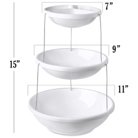 Masirs 3-Tier Collapsible Bowl: Decorative Design Folds for Minimal Storage. Ideal for Serving Snacks, Salad, and Fruit. Top Bowl Divided into Three Sections.