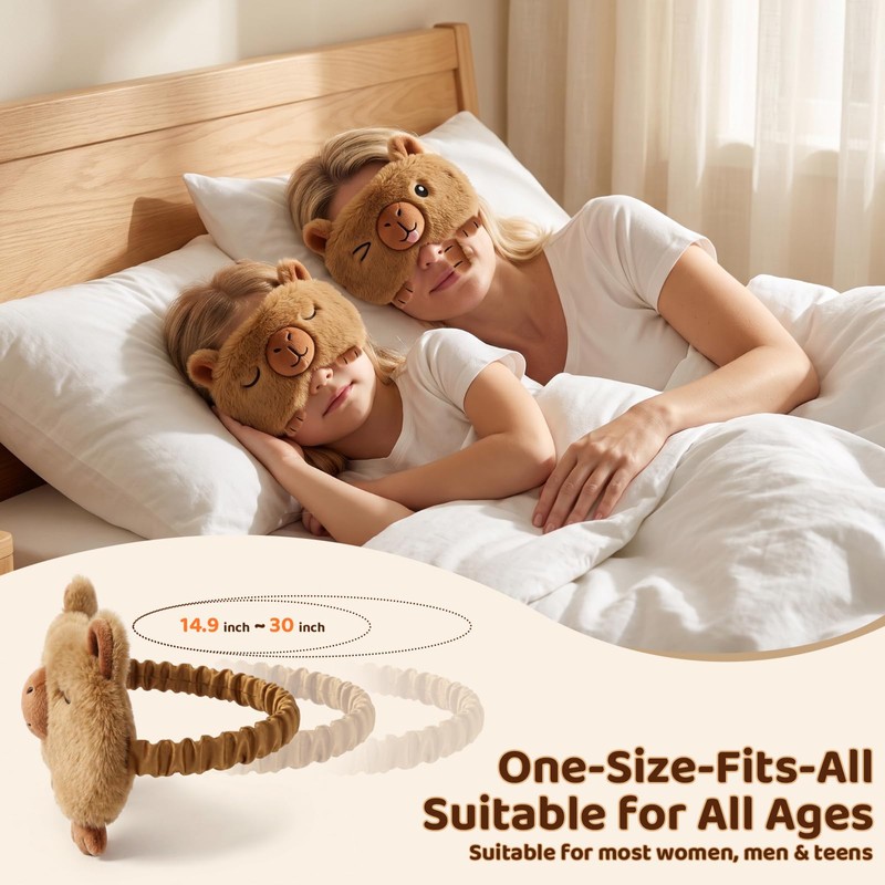 Capybara Cute Sleep Eye Mask for Girls, Boys, 2 Pack