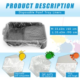 CroBlissful 20 Pcs 18 Inch Paint Tray Liners Disposable Paint Roller Tray Liners Paint Pan Liners Sized for Use with 23.6 x 13.7 x 3.5 Inches Paint Roller Tray Sets, 23.6 x 35.4 Inches