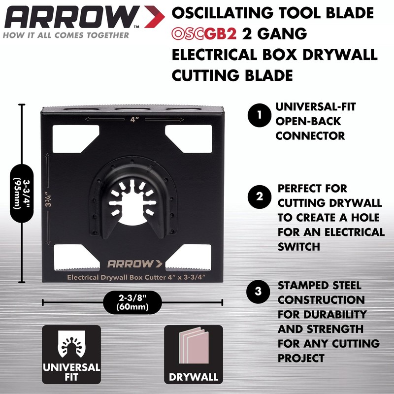 Arrow OSCGB2-1 2 Gang Electrical Box Drywall Cutting Blade for