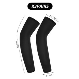 ZBHDEYG 3 Pairs Sun Protection Arm Warmers, Kids Sleeves, UV Protection, Arm Sun Protection Sleeves, Ice Silk Sleeves, Summer Breathable Sleeves, Suitable for Outdoor Sun Protection, black