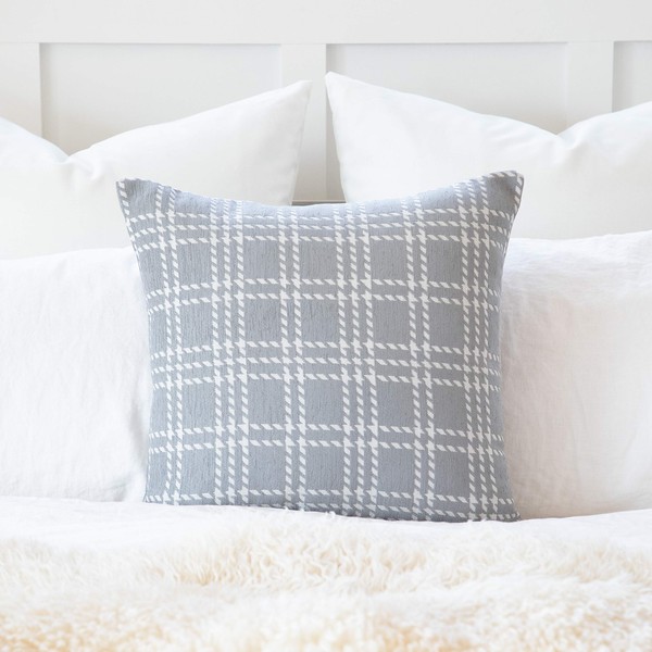 Belgian Grey White Woven Decorative Accent Throw Cushion Pillow Cover