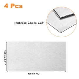 sourcing map 4Pcs 5052 Aluminum Sheet, 305mm x 150mm Rectangle Aluminum Plate 0.5mm Thick Flat Metal Stock for Industry Welding Crafting