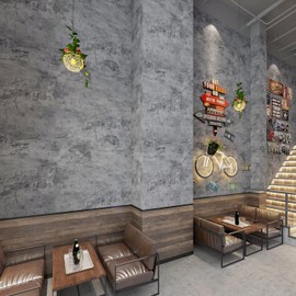 BAYYA Concrete Wallpaper Roll Peel Stick countertops Grey Textured Thick Contact Paper Vinyl Cement Look Wall Paper Matte Rustic Industrial Wallpaper, Dark Gray, 354 x24 Inch