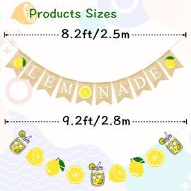 VILIFEVER VILIFEVER Burlap Lemonade Banner for Lemonade Stand Decorations, Lemon Garland Summer Lemon Party Decorations Lemonade Themed Bridal Shower Birthday Party Supplies Lemon Decor