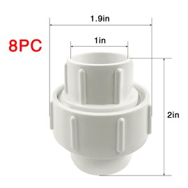 8pc PVC Union Pipe Fittings 1.25 Inch Heavy Duty PVC Material Leak Proof Design for Plumbing Irrigation and DIY Projects