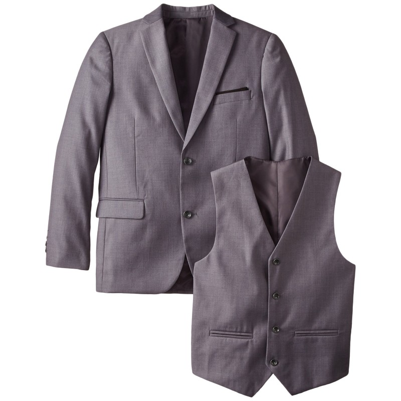 a.x.n.y Boys' Big Tailored Solid 3 Piece Suit, Grey, 10