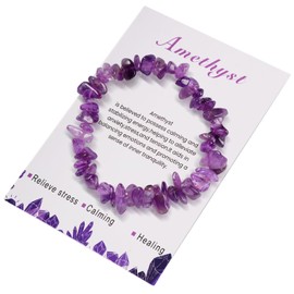 Crystal Amethyst Bracelet Anxiety Bracelet for Women Bead Bracelet Natural Stone Bracelet Stretch Adjustable Gemstone Beaded Bracelet Healing Anxiety Bracelet for Kids Rose Quartz Bracelet Jewelry