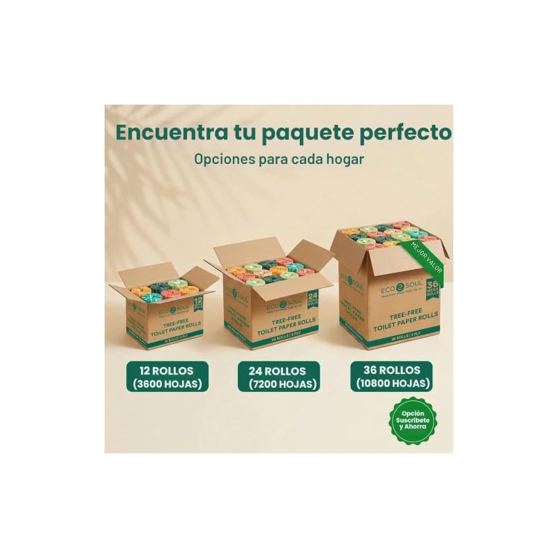 Papel higinico ECO SOUL de bamb de 3 capas, 12