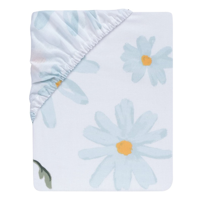 Lambs & Ivy Sweet Daisy 100% Cotton White/Blue Floral Baby