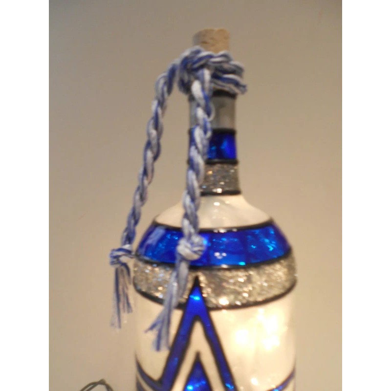 Dallas Cowboys inspired Wine Bottle Lamp Stained Glass look Lighted