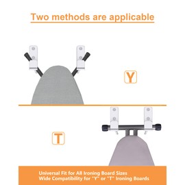 MUSVOH Ironing Board Holder Hanger Wall Mount, 304 Stainless Steel Ironing Board Hanger Y T Leg for Adjustable Distance Ironing Board Holder Hook, Silver