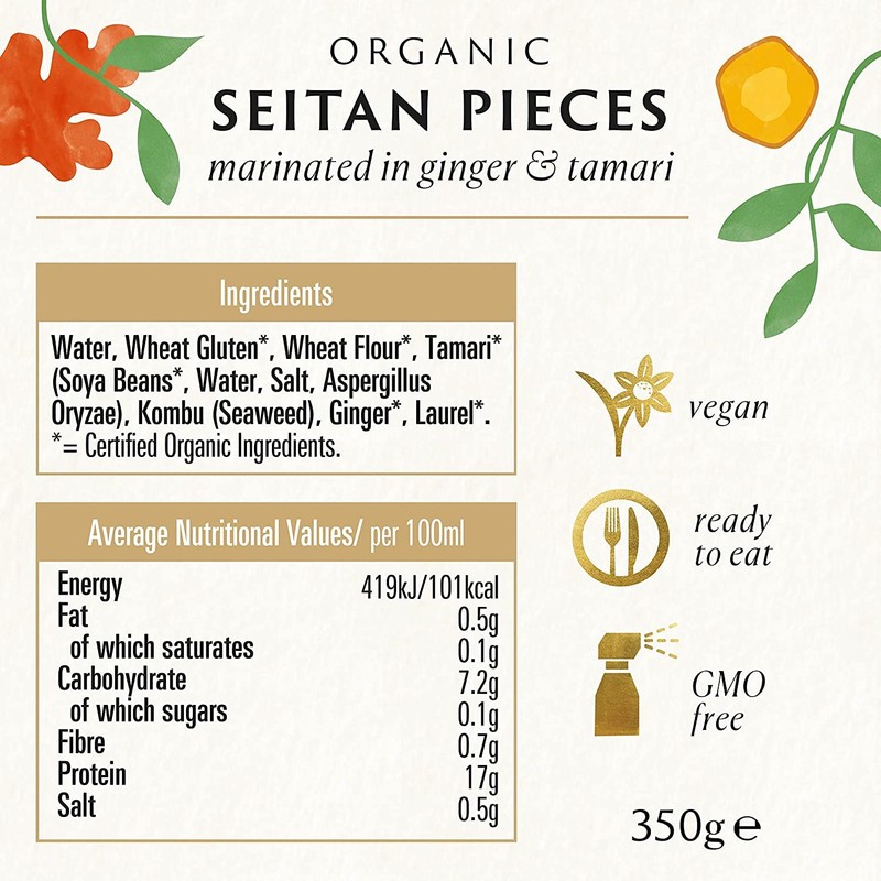 Biona Organic Seitan Pieces in Soya Sauce and Ginger, 350g