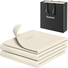READAEER Esterilla de yoga plegable para viajes con bolsa de transporte, esterilla de yoga de 6 mm de grosor antideslizante de TPE para pilates, para 