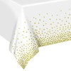 2Pcs White Gold Dot Plastic Disposable Tablecloths, 137 x 274cm