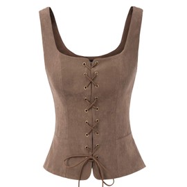 Scarlet Darkness Womens Pirate Vest Waistcoat Gothic Steampunk Renaissance Chemise Cofee S