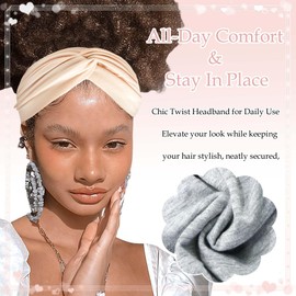 STGDAK Bandana Headbands for Women Wide Boho Headband Solid Color Knotted Turban Head Bands Soft Hair Wraps Non Slip Head Scarf Fashion Turban Hairband Cute Scarf Headband For Women’s Hair Accessories