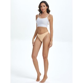 Leovqn Seamless No Camel Proof Thongs Mid Waist No Show Invisible Panties Camel Concealer Underwear for Women