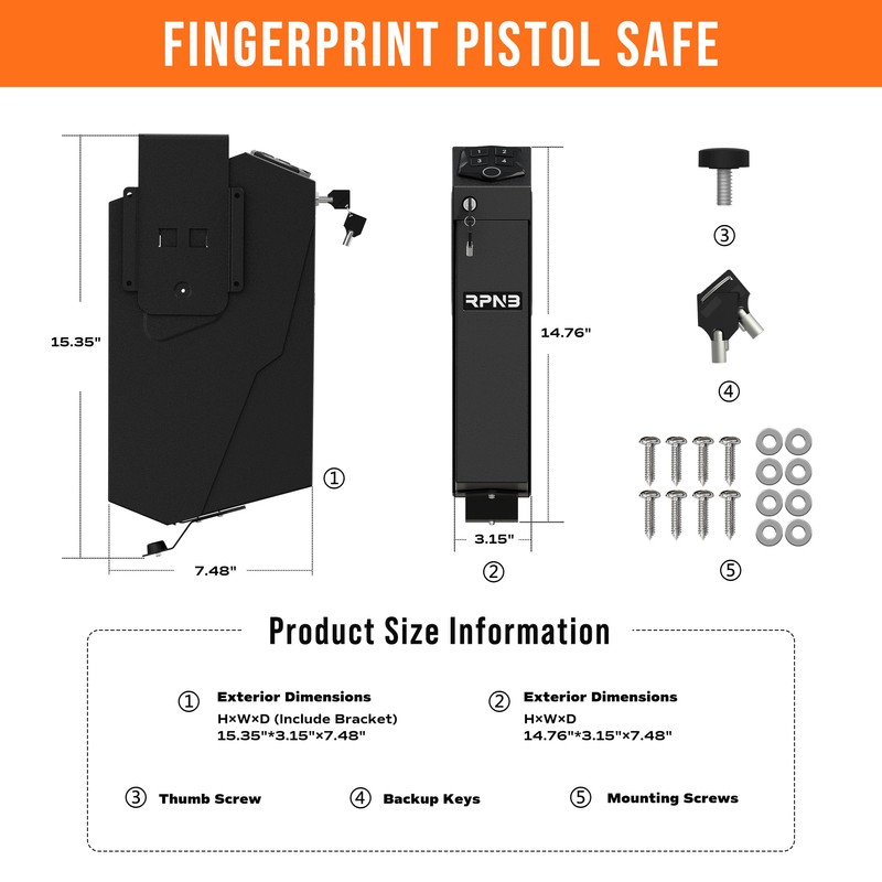 RPNB Mounted Gun Safe with Auto Open Lid Biometric Fingerprint