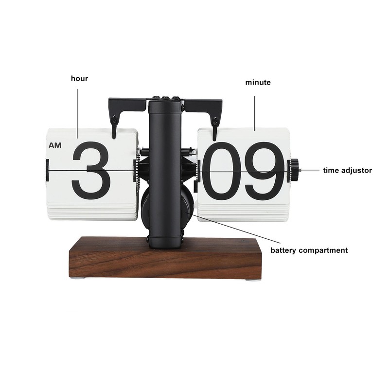Digital Flip Clock 12h Single Sided Large Numbers Automatic Retro