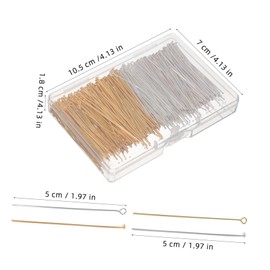 TEHAUX 800pcs Flat Head Eye Pins Jewelry Making Head Pins for Necklaces Bracelets Charms DIY Beading Supplies Flat End Eye Styles Versatile Crafting Tools