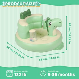 Baby Seat Inflatable Infant Floor Seat Toddler Chair Support Sitting Up Built in Air Pump with Tinkling Bells for 5-36 Months Home and Travel (Green)