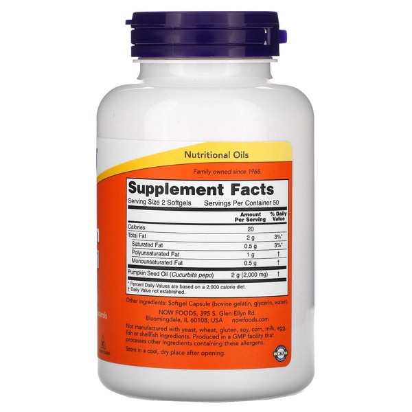 NOW Foods Now Foods Pumpkin Seed Oil 1000mg Soft-gels, 200-Count