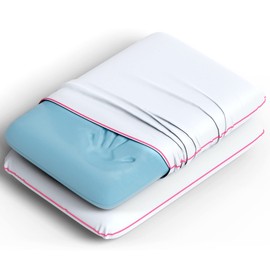 Imaginarium Memory Foam Cooling Pillow, 2 Pk, Breathable, Hypoallergenic, for Back, Stomach & Side Sleeper - White/Pink