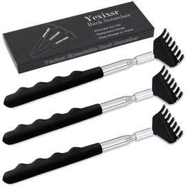 Yexixsr 3 Pack Back Scratcher Extendable Metal Back Scratcher for Men Women Adults, Telescoping Back Massager with Rubber Handles, Christmas Gift Stocking Stuffers