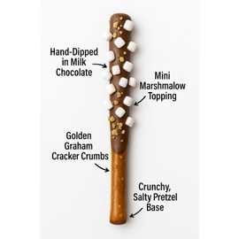 Chocolate-Covered S’mores Pretzel Rods – 16 Pack | Individually Wrapped, Made-to-Order, Crunchy Pretzels Dipped in Milk Chocolate with Mini Marshmallows & Graham Cracker Crumbs
