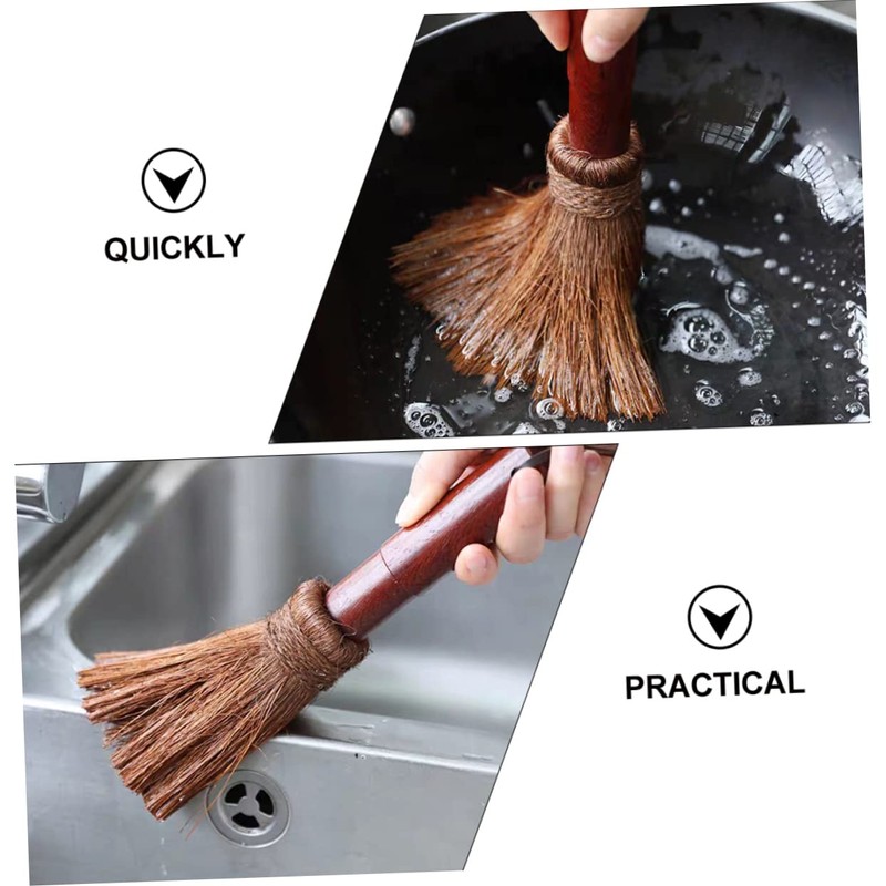 Ciieeo 1PC Handmade Coconut Fiber Pot Brush Kitchen Cleaning Tool
