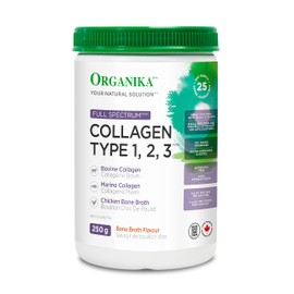 Organika Full Spectrum Collagen Type 1, 2, 3- Bovine, Marine, and Chicken Collagen Combination- Joint Support, Gut Health Support- 250g