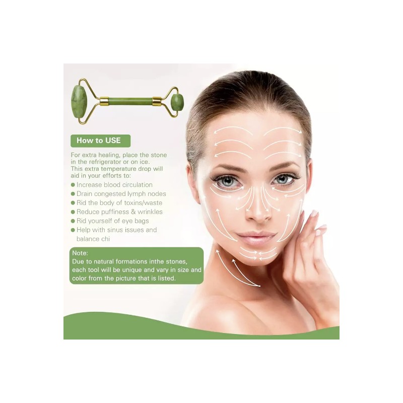 Gua Sha and Face Roller Set Jade Facial Beauty Body