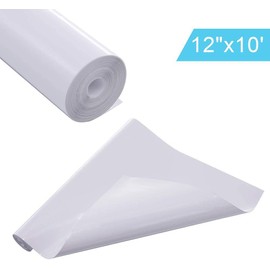 HTV Iron on Vinyl 12inch x10 Feet Roll for Cricut and Silhouette Easy to Cut & Weed Iron on Heat Transfer Vinyl DIY Heat Press Design for T-Shirts White (White)