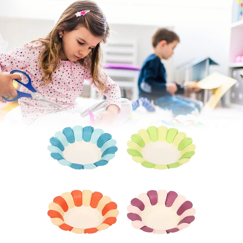 Qcwwy DIY Petal Paper Bowls, Cute Flower Cups, Stackable, 50pcs,
