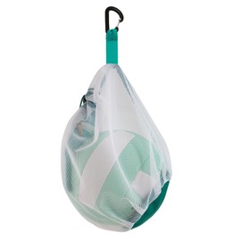 Sports Ball Mesh Bag, 25x31cm Polyester Drawstring Backpack with Inner Pocket, Portable Carry Bag for Basketball, Soccer, Volleyball (Cyan)