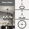 NILSE Wagon Wheel Chandelier Farmhouse 24-Inch, 8-Light Modern Black Chandelier